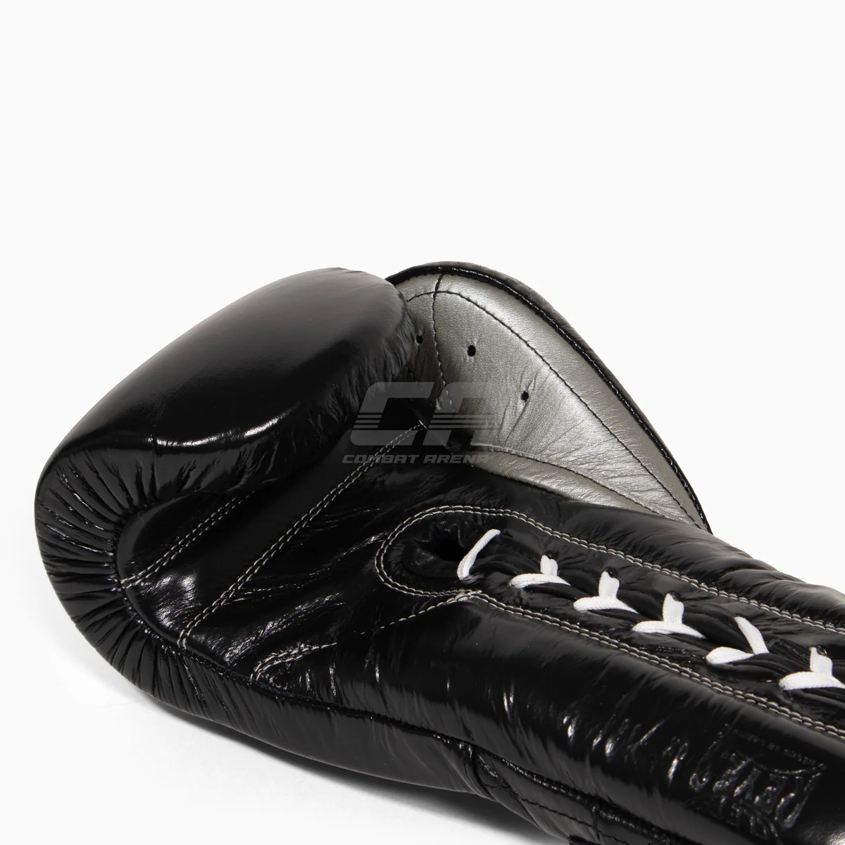 Guantes de boxeo Cleto Reyes Traditional Training CE4 Negro-plata con Cordones  - Image 10
