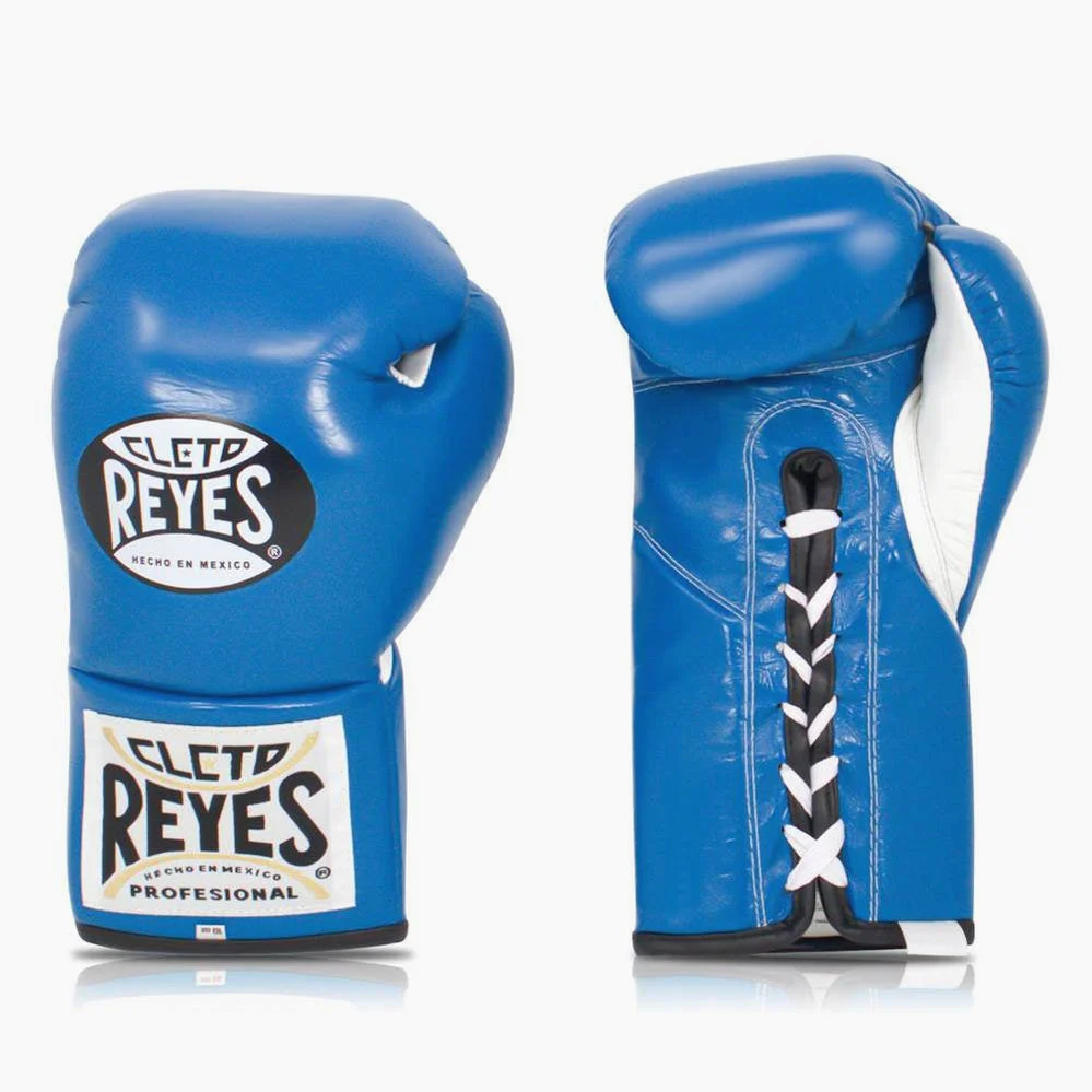 Guantes de boxeo Cleto Reyes Profesional CB2 Azul con cordones  - Image 2