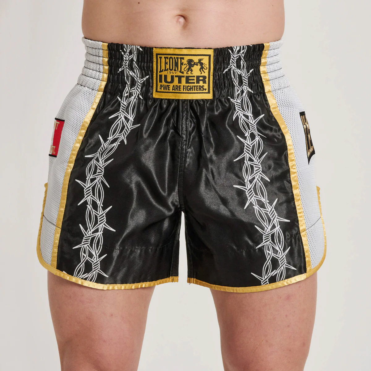 Pantalones cortos kick-tailandés Leone IUTER Barbed Wire AB05IU Nero - Image 3