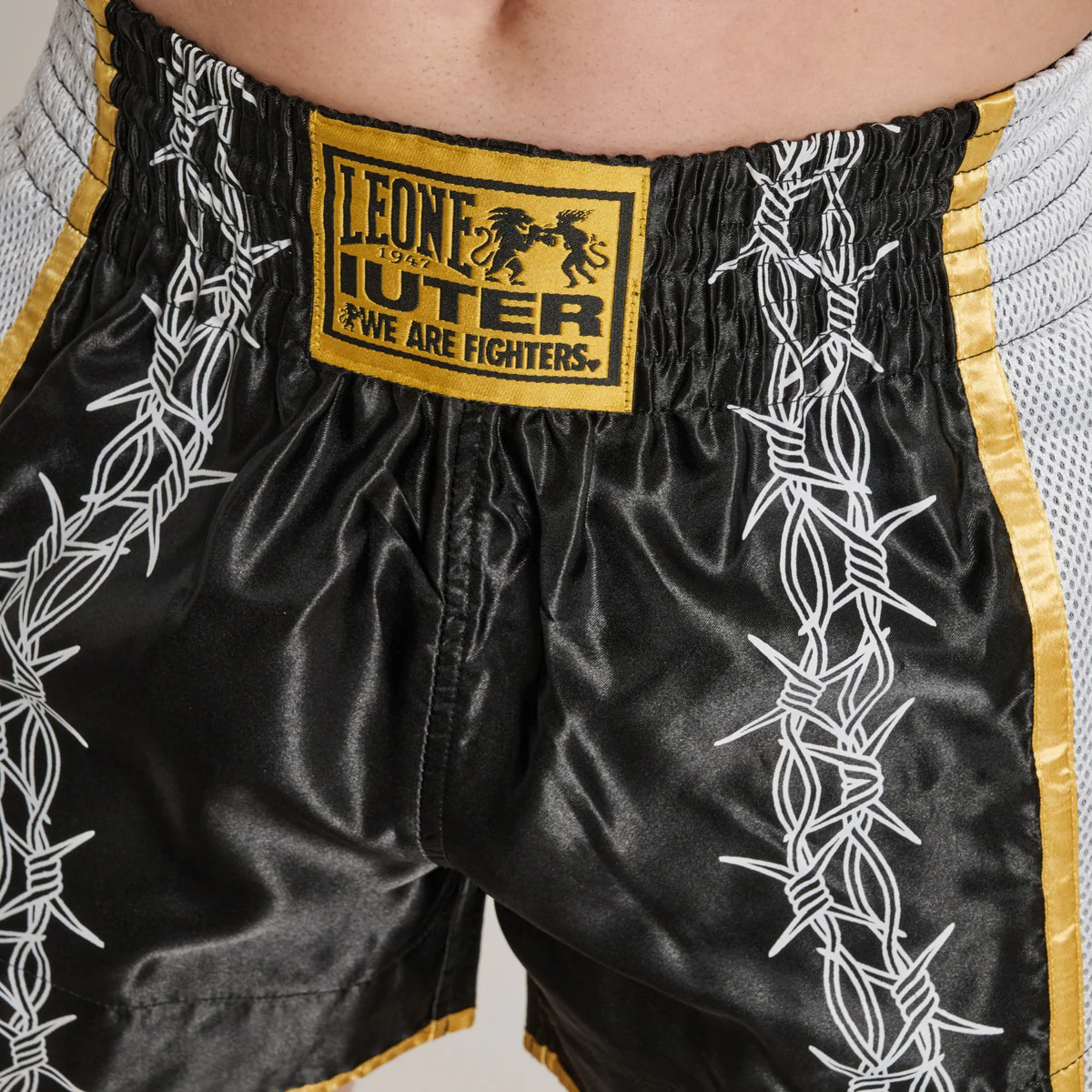 Pantalones cortos kick-tailandés Leone IUTER Barbed Wire AB05IU Nero - Image 6