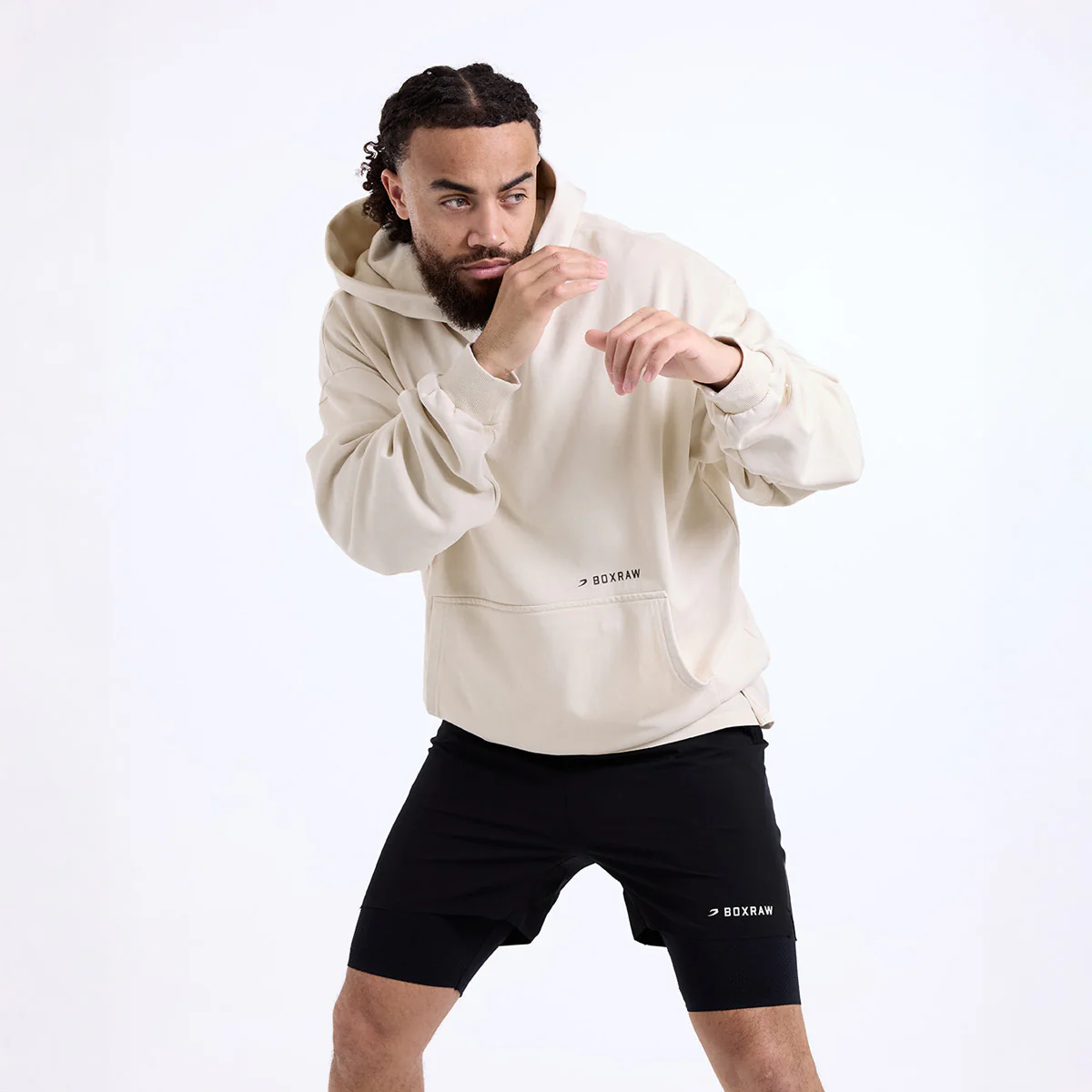 Sudadera Boxraw Sparring Club Oversize con capucha Beige  - Image 3